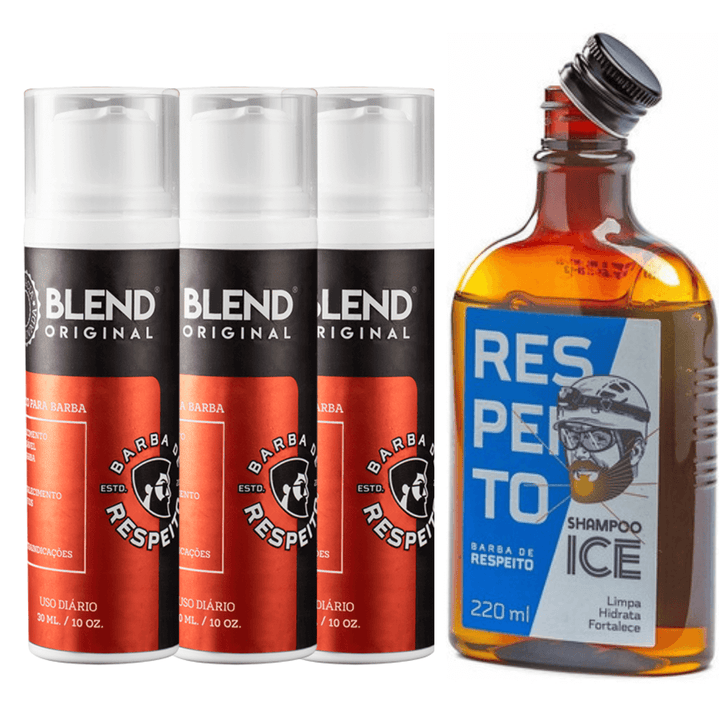 Kit 3 Blend Original +  Shampoo Ice 220 ML - Barba de Respeito