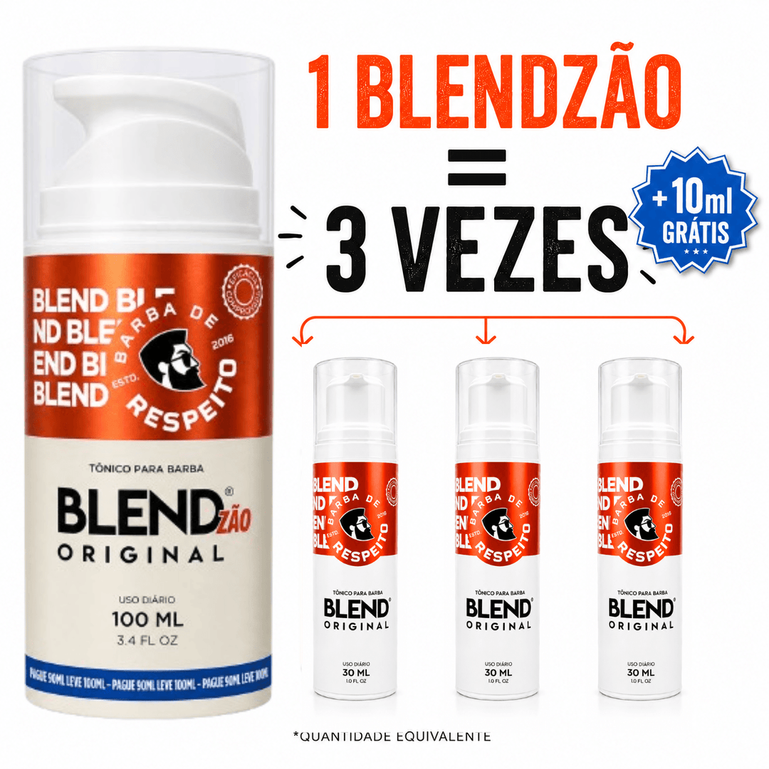 Blend Original® 100 ML para Crescimento de Barba - 3 Meses de Tratamento + 10 Dias Grátis -  Barba de Respeito