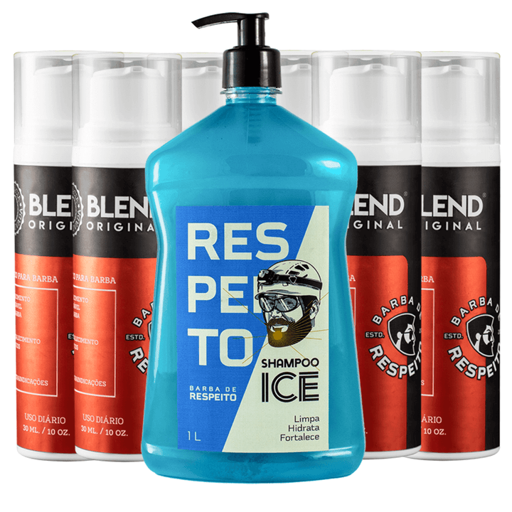 KIT Barba Longa - Barba de Respeito - 6 Blends + 1 Shampoo Ice 1 Litro