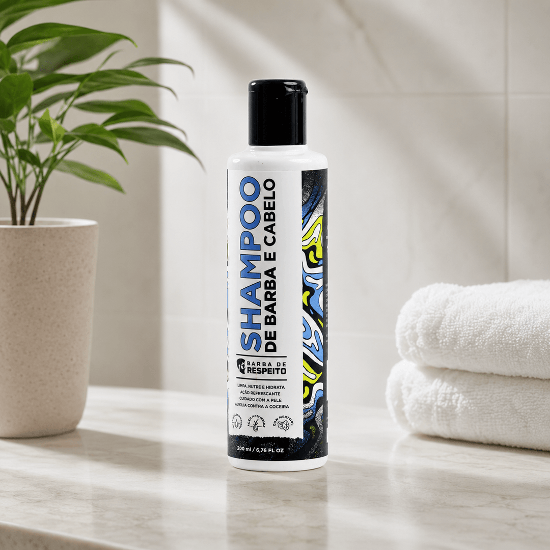 Shampoo de Barba 200ml - Linha Essencial - Barba de Respeito