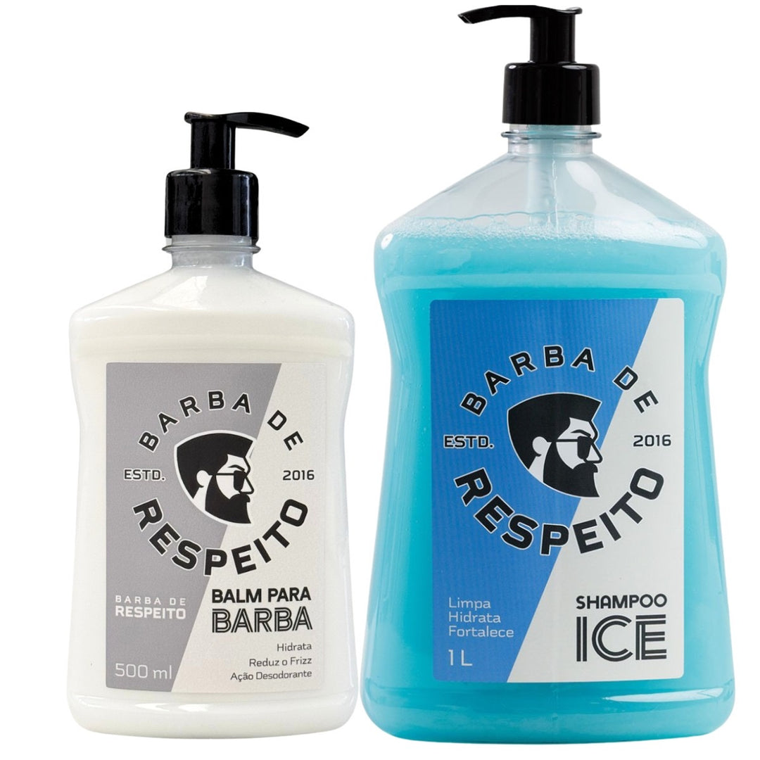 Kit Litrão -  Balm 500 ML e Shampoo para Barba e Cabelo 1 Litro - Barba de Respeito