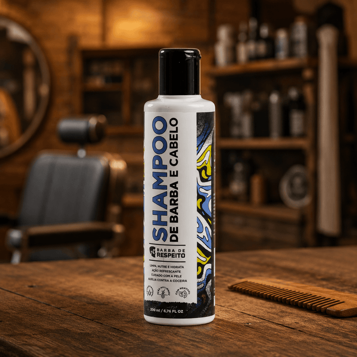 Shampoo de Barba 200ml - Linha Essencial - Barba de Respeito