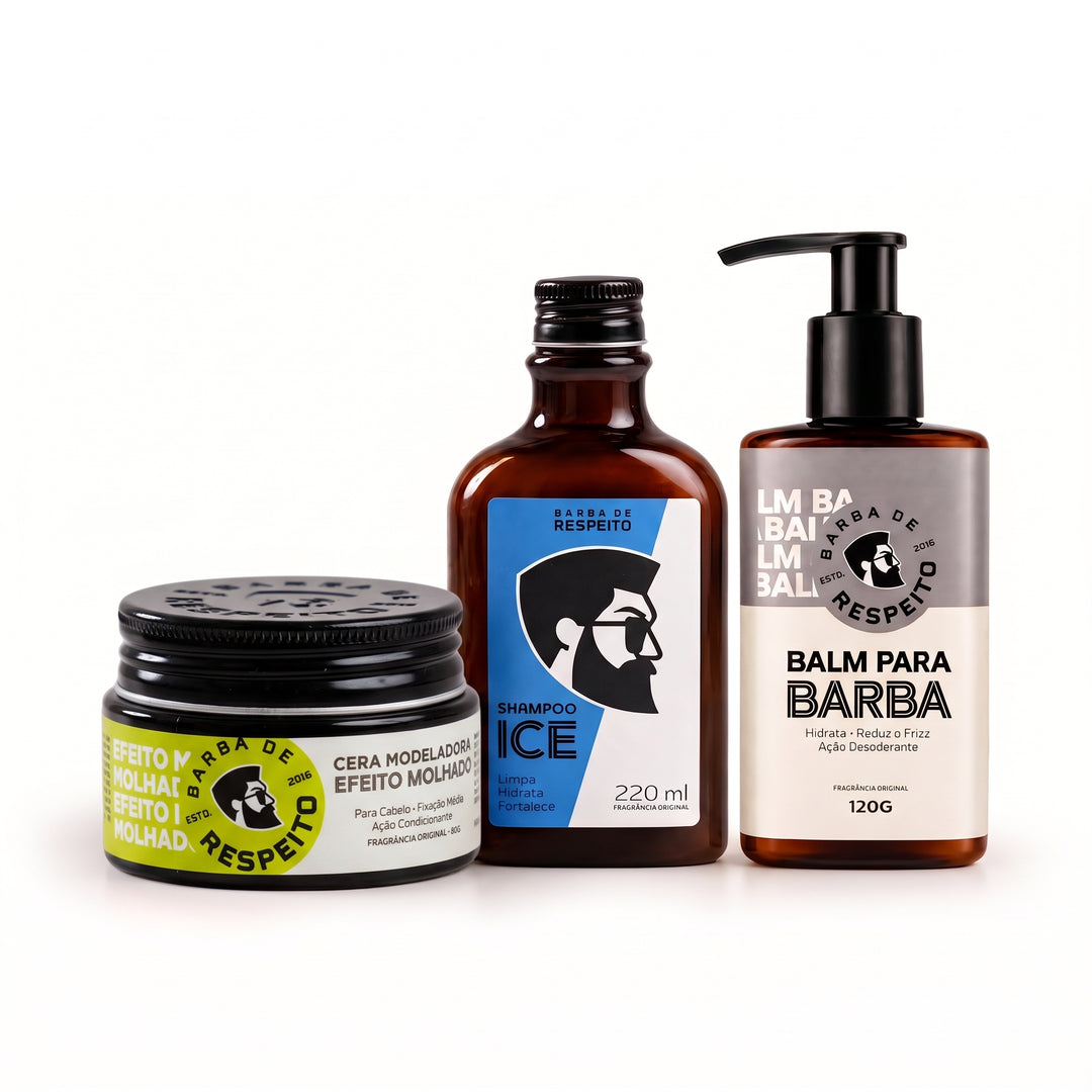 Kit Shampoo 220 ML + Cera para Cabelos 80g + Balm Hidratante 120g
