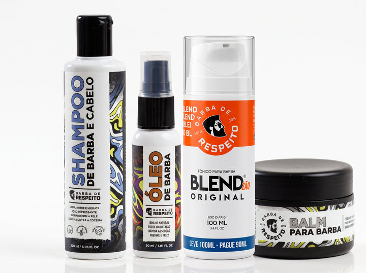 Kit Blend, Shampoo, Balm, Óleo para Barba – Barba de Respeito