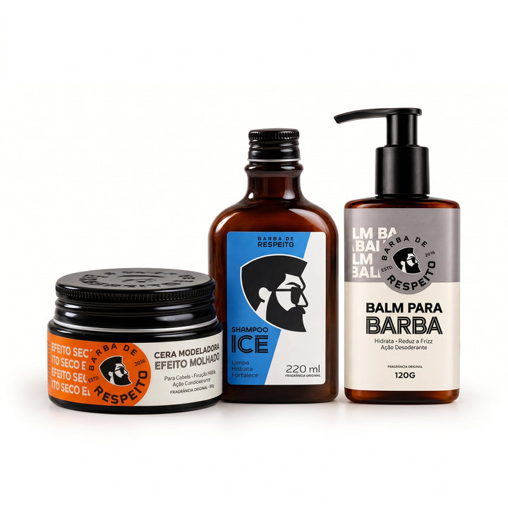 Kit Shampoo 220 ML + Cera para Cabelos 80g + Balm Hidratante 120g
