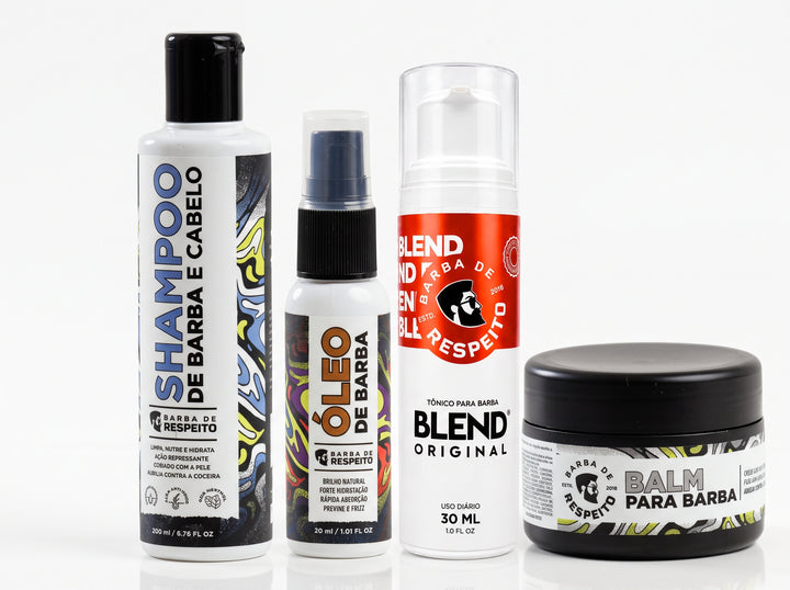 Kit Blend, Shampoo, Balm, Óleo para Barba – Barba de Respeito