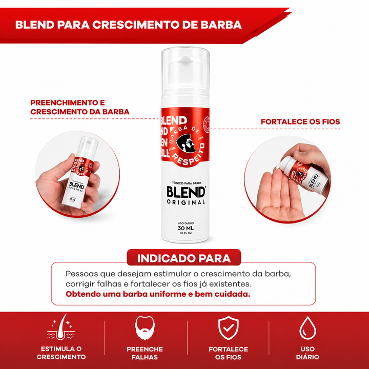 Blend Original® 30 ML para Crescimento de Barba - 1 Mês de Tratamento - Barba de Respeito