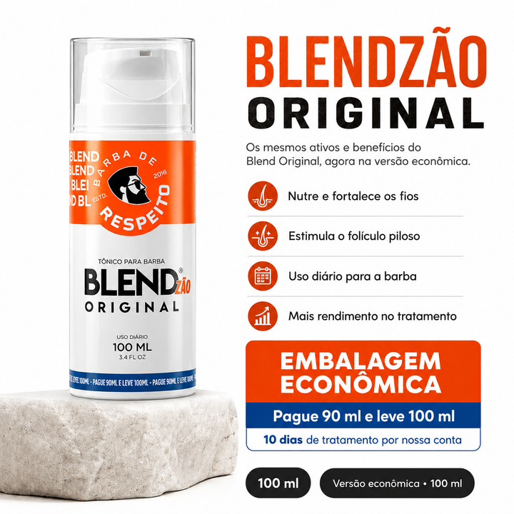 Blend Original® 100 ML para Crescimento de Barba - 3 Meses de Tratamento + 10 Dias Grátis -  Barba de Respeito