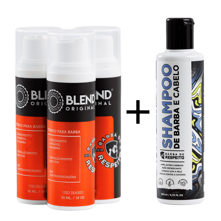 Kit Brasil Barbudo - 3 Blend Original + Shampoo 200ml de Brinde