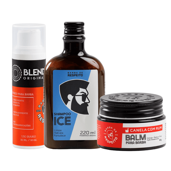 Kit Barba de Respeito - Limpeza - Hidratação e Crescimento da Barba.