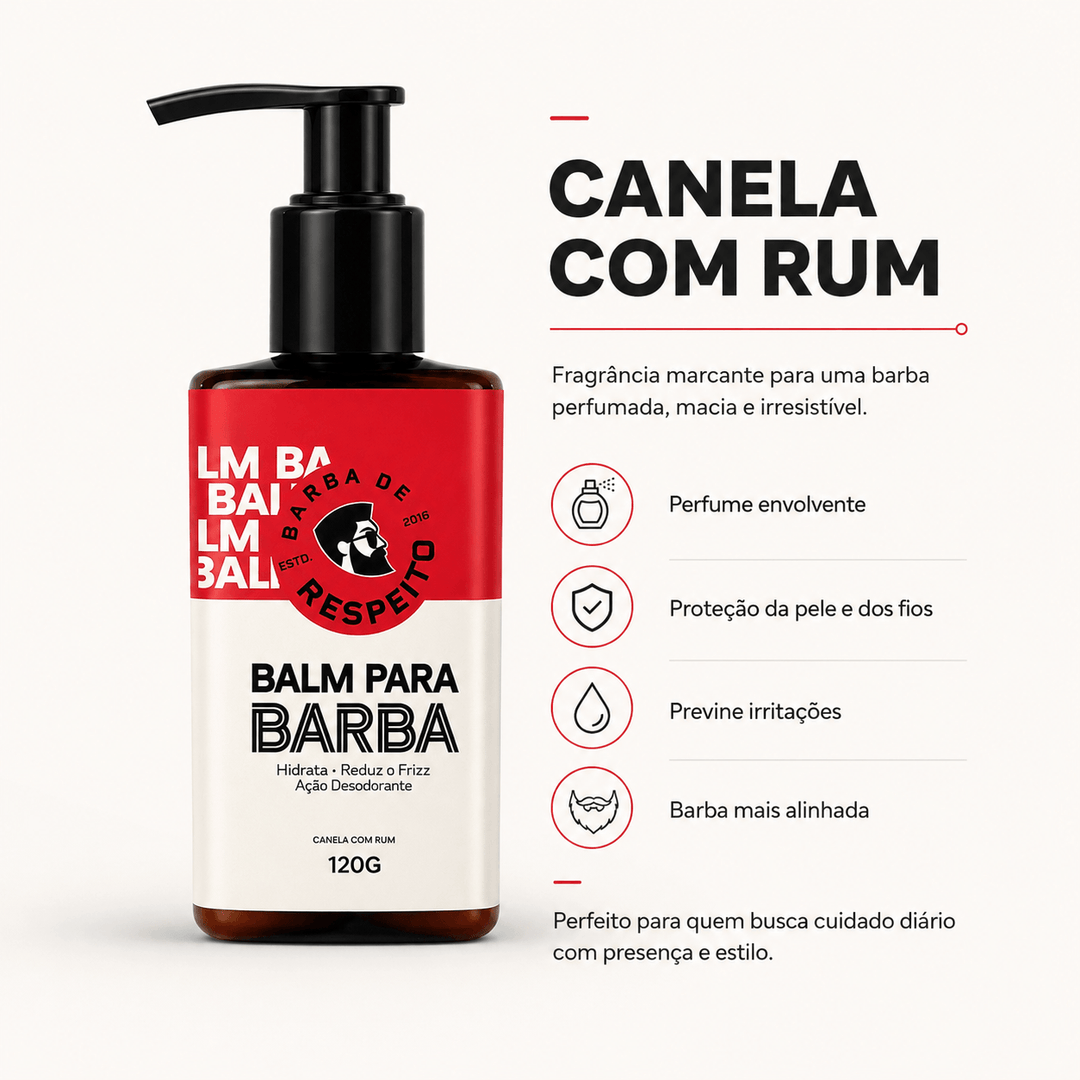 Balm para Barba - 120g - Canela com Rum - Barba de Respeito