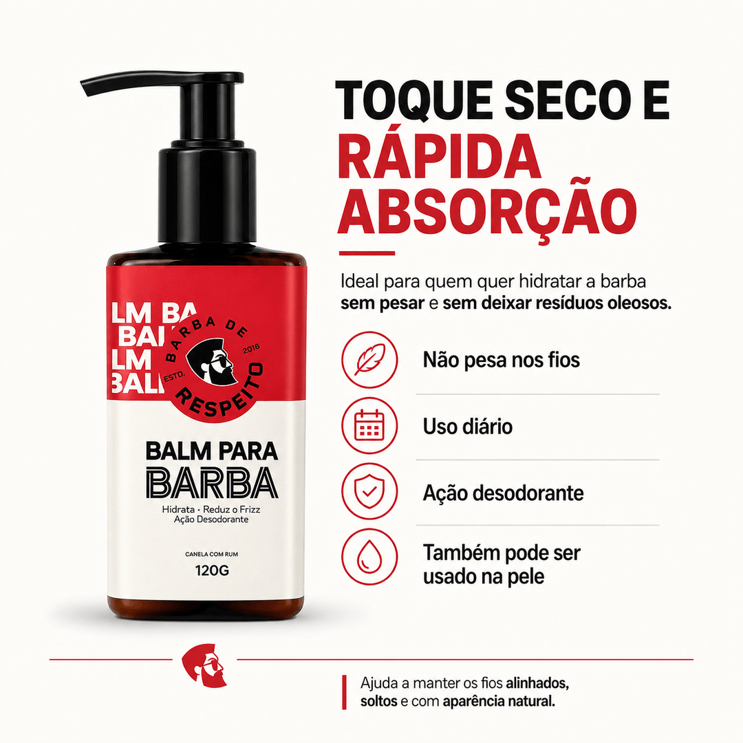 Balm para Barba - 120g - Canela com Rum - Barba de Respeito