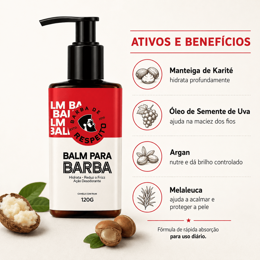 Balm para Barba - 120g - Canela com Rum - Barba de Respeito