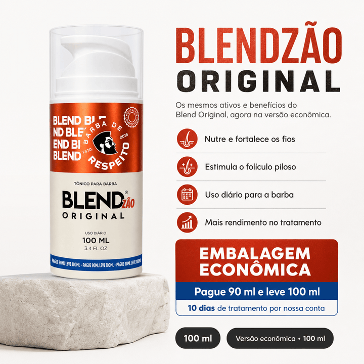 Blend Original® 100 ML para Crescimento de Barba - 3 Meses de Tratamento + 10 Dias Grátis -  Barba de Respeito