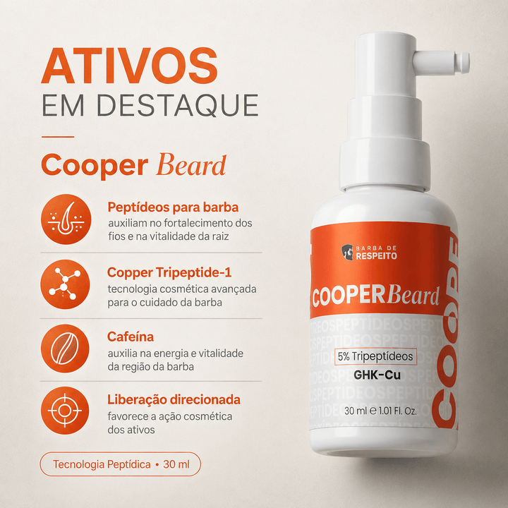 Cooper Beard – Tônico para Barba com Peptídeos 15 ML - Barba de Respeito