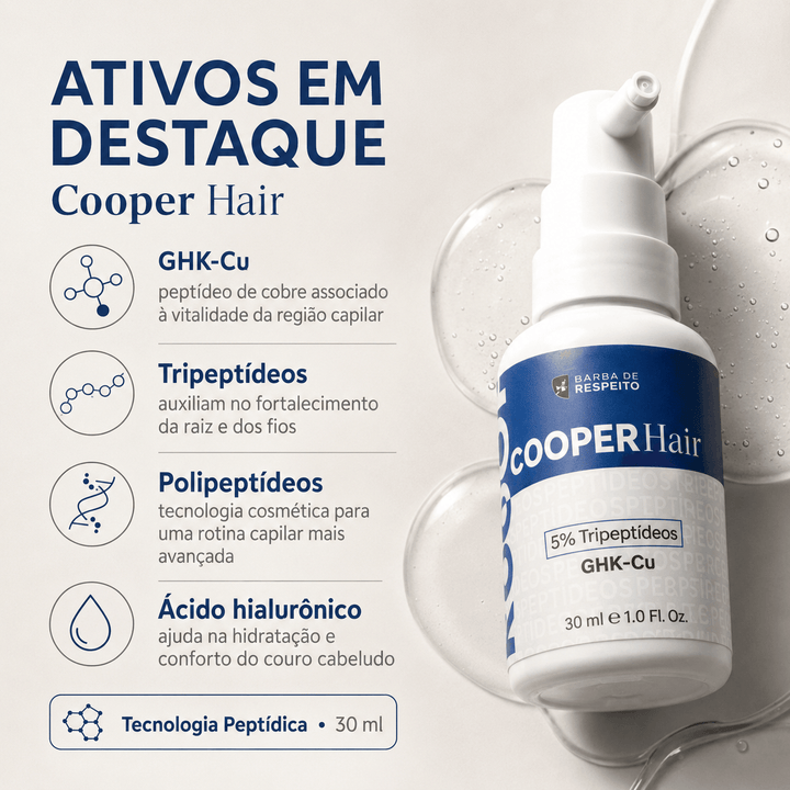 Cooper Hair – Tônico Capilar com Peptídeos 30 ML - Barba de Respeito