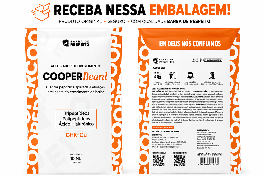 Cooper Beard – Tônico para Barba com Peptídeos 10 ML - Barba de Respeito