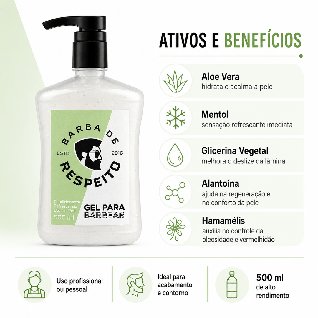 Gel para Barbear - 500 ML - Barba de Respeito