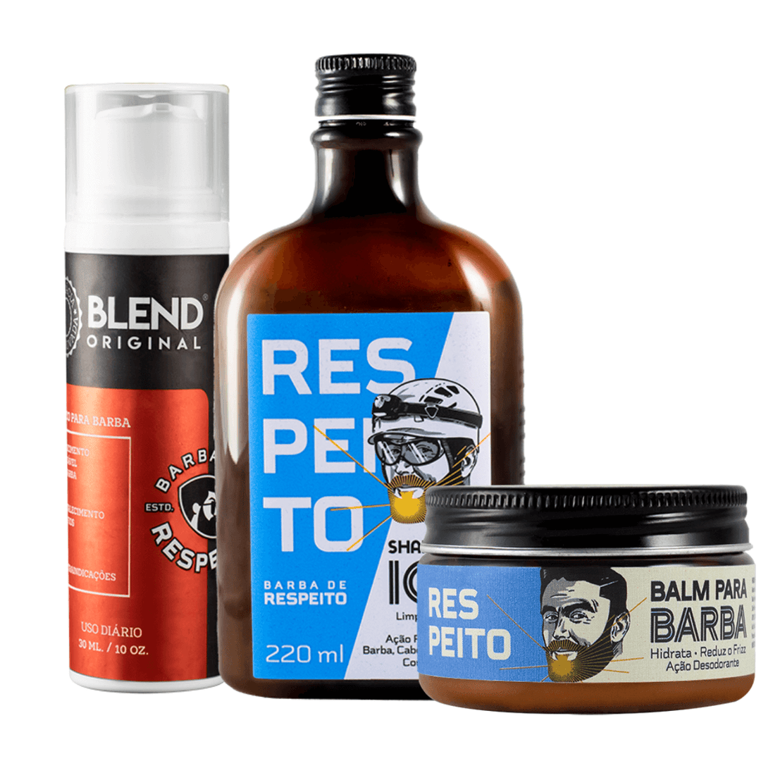 Kit Barba de Respeito - Limpeza - Hidratação e Crescimento da Barba.