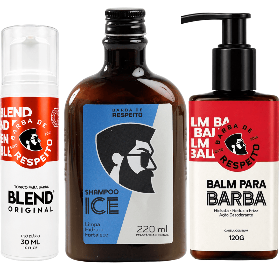 Kit Barba de Respeito - Limpeza - Hidratação e Crescimento da Barba.