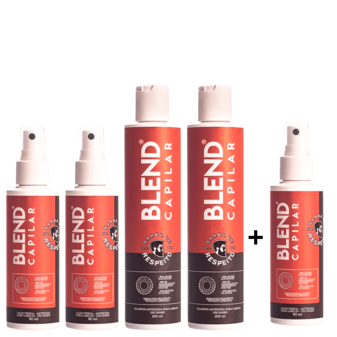 Kit Cabeludo Nacional - Tônico Pró Crescimento + Shampoo Antiqueda 2 Meses + Tônico Extra de Brinde - Barba de Respeito