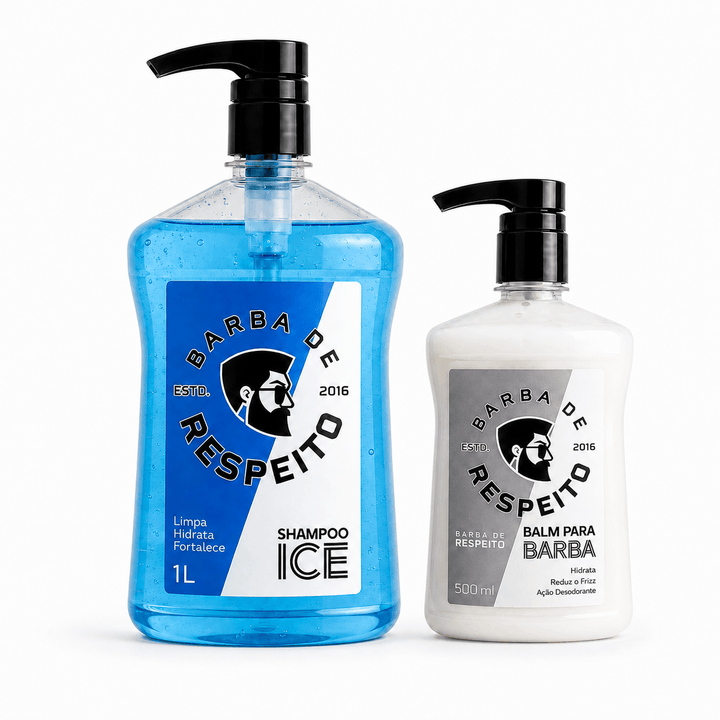 Kit Litrão -  Balm 500 ML e Shampoo para Barba e Cabelo 1 Litro - Barba de Respeito