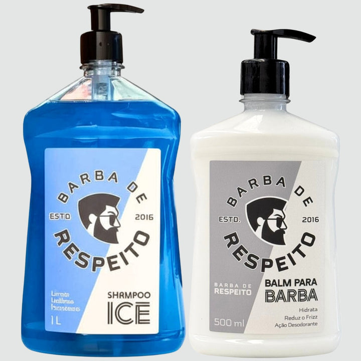 Kit Litrão -  Balm 500 ML e Shampoo para Barba e Cabelo 1 Litro - Barba de Respeito
