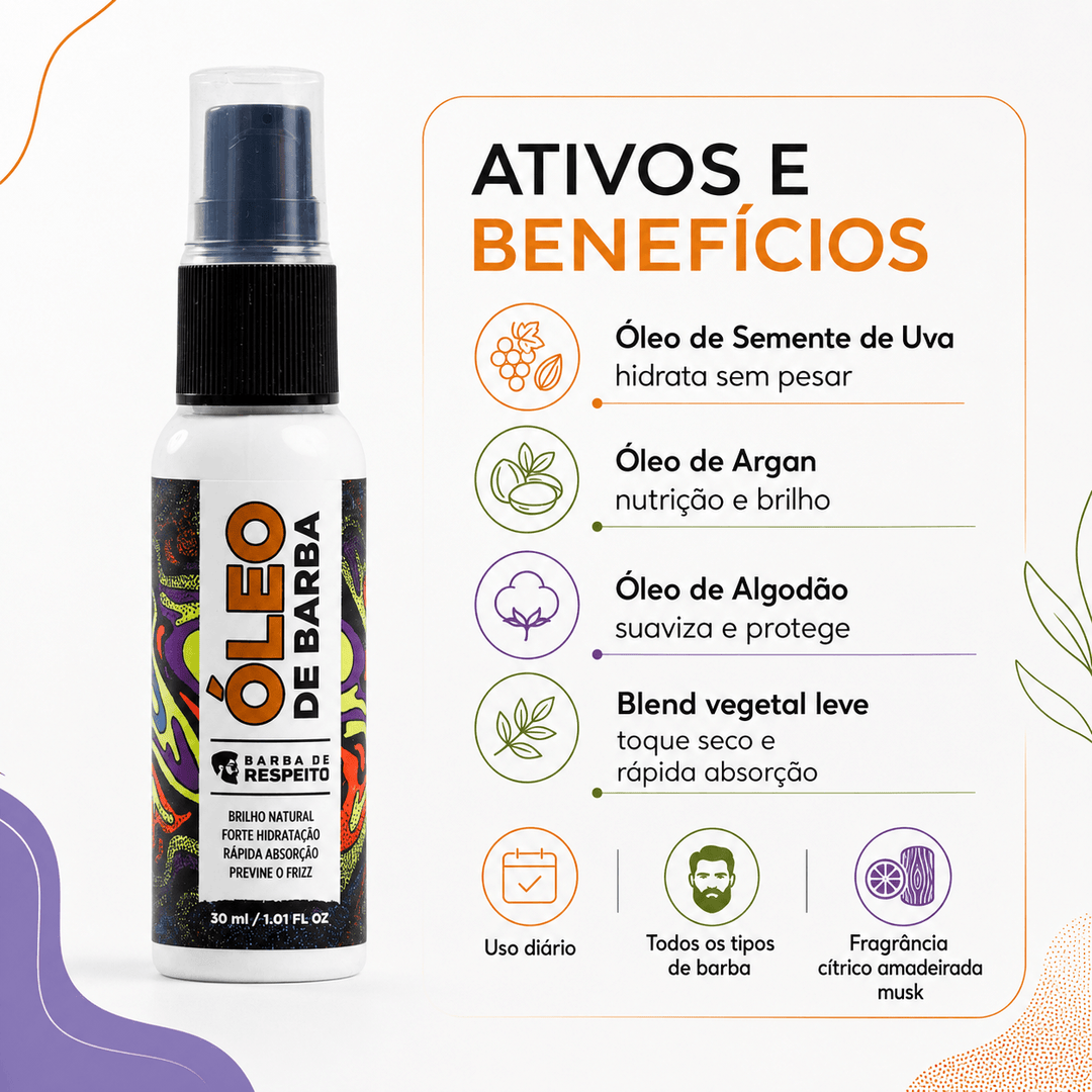 Óleo para Barba - Linha Essencial - 30 ML - Barba de Respeito