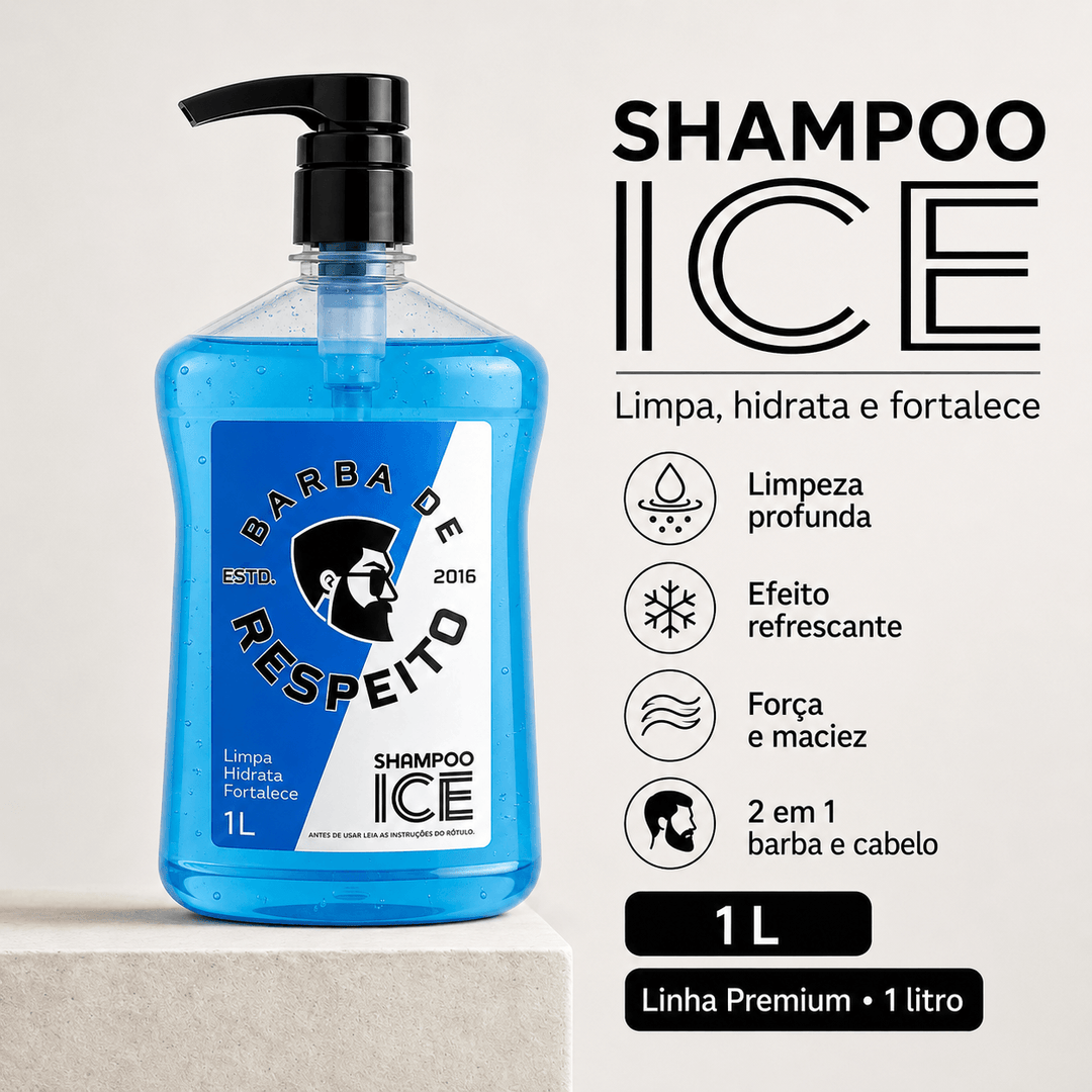 Shampoo Para Barba e Cabelo Refrescante - 1L - Barba de Respeito